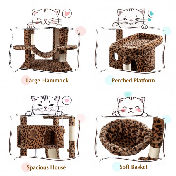 65.7'' H Carpet Cat Tree Condos and Scratching Posts Included, with Platforms and Hammock