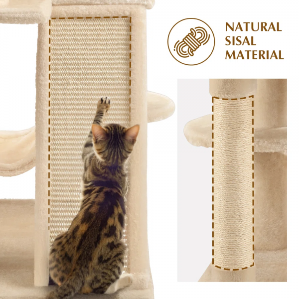 65.7'' H Carpet Cat Tree Condos and Scratching Posts Included, with Platforms and Hammock