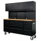 72-inch Rolling Tool Chest Cabinet Mobile Workbench with 15 Storage Drawers and Wheels 3 Uper Cabinet Outlet SS Pegboard Tool Box for Garage