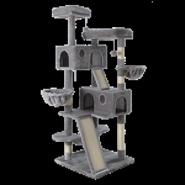 65.7'' H Carpet Cat Tree Condos and Scratching Posts Included, with Platforms and Hammock