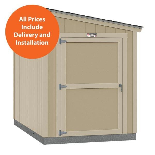 Installed The Tahoe Series Lean-To 6 ft. x 10 ft. x 8 ft. 3 in. Un-Painted Wood Storage Building Shed
