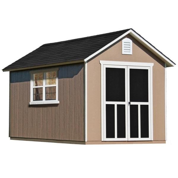 Installed Meridian Deluxe 8 ft. x 12 ft. Wood Storage Shed with Upgrades and Black Onyx Shingles