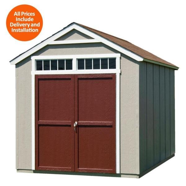 Installed Majestic 8 ft. x 12 ft. Wood Storage Shed with Autumn Brown Shingles