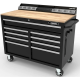 46 in. W x 24.5 in. D 9-Drawer Gloss Black Deep Tool Chest Mobile Workbench with Hardwood Top and Power Station