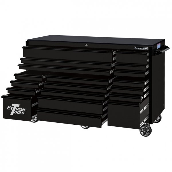 Extreme Tools 72″ x 30″, 19 Drawer Roller Cabinet with 250 lbs. drawer slides, RX 250 Series