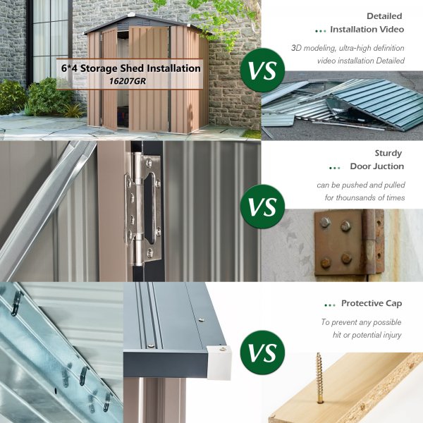 Tremont 6' x 4' Outdoor Metal Storage Shed with Lockable Door for Backyard