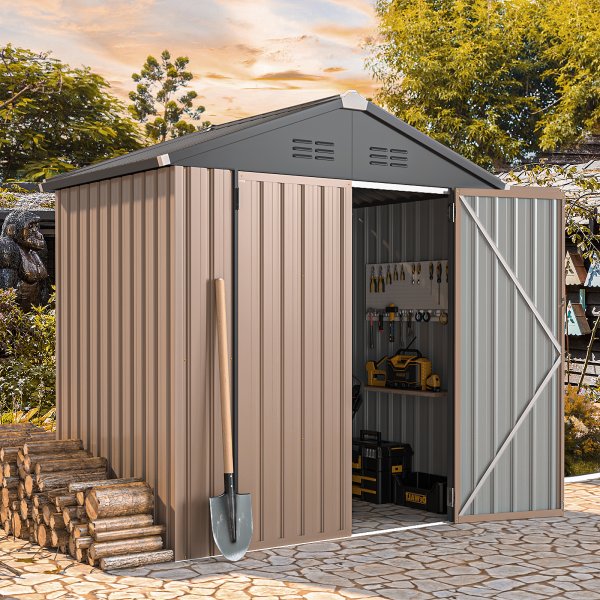 Tremont 6' x 4' Outdoor Metal Storage Shed with Lockable Door for Backyard