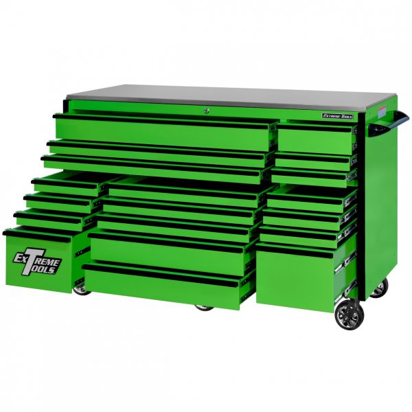 Extreme Tools 72″ x 30″, 19 Drawer Roller Cabinet with 250 lbs. drawer slides, RX 250 Series