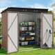 6' x 4' Outdoor Storage Shed, Metal Garden Tool Storage Shed with Double Lockable Doors, Brown