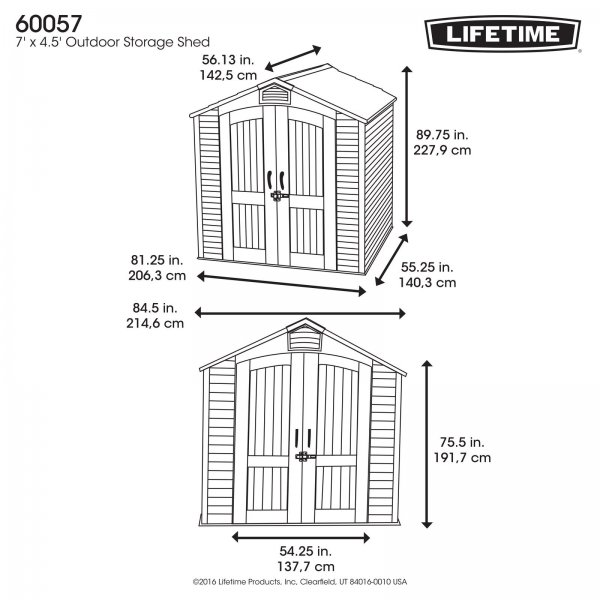 7 ft. W x 4 ft. 7 in. D Plastic Storage Shed