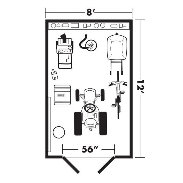 Installed Meridian Deluxe 8 ft. x 12 ft. Wood Storage Shed with Upgrades and Black Onyx Shingles