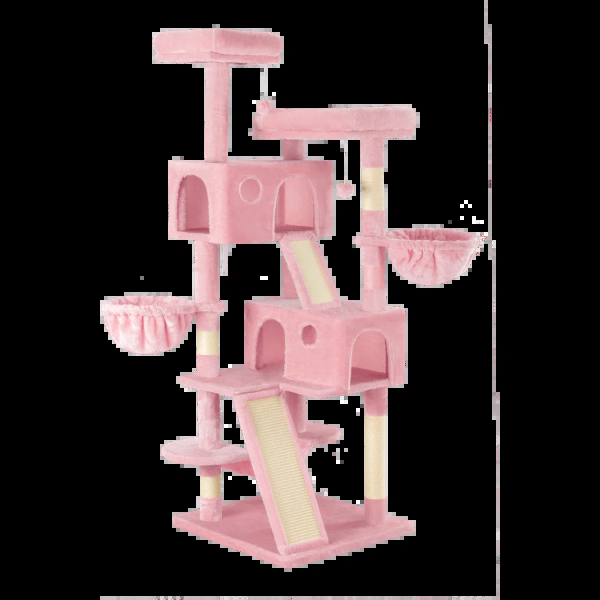 65.7'' H Carpet Cat Tree Condos and Scratching Posts Included, with Platforms and Hammock
