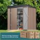 6' x 4' Outdoor Storage Shed, Metal Garden Tool Storage Shed with Double Lockable Doors, Brown