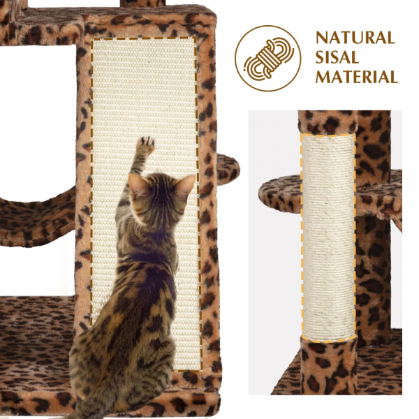 65.7'' H Carpet Cat Tree Condos and Scratching Posts Included, with Platforms and Hammock