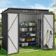 6' x 4' Outdoor Storage Shed, Metal Garden Tool Storage Shed with Double Lockable Doors, Brown