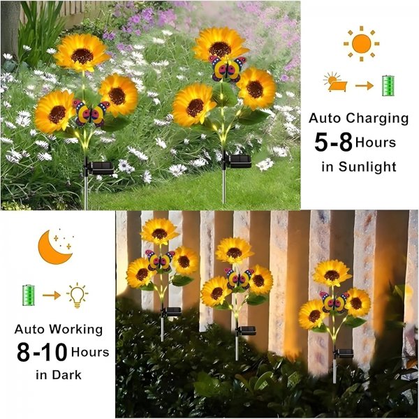 4Pack – Solar Sunflower LED Lights