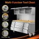 72-inch Rolling Tool Chest Cabinet Mobile Workbench with 15 Storage Drawers and Wheels 3 Uper Cabinet Outlet SS Pegboard Tool Box for Garage