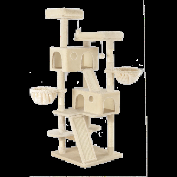 65.7'' H Carpet Cat Tree Condos and Scratching Posts Included, with Platforms and Hammock