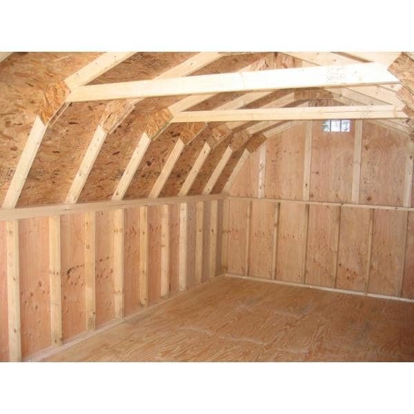 Classic Gambrel 12 ft. x 24 ft. Wood Storage Building Precut Kit with 4 ft. Sidewalls with Floor